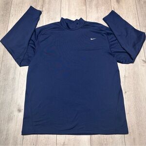 Nike Navy Blue Dri-FIT Long Sleeve Mock Neck Athletic Shirt